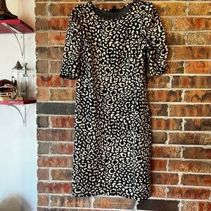 Tacera Women’s Tan and Black Short Sleeve Dress Size:Large